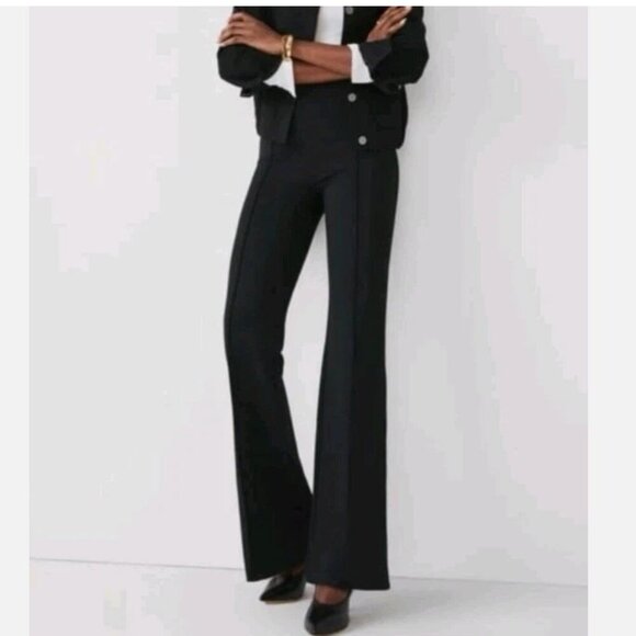 Spanx Womens Perfect Pant Size 3X Petite Hi-Rise Flare Ponte Knit Black NWT Work - Picture 2 of 16